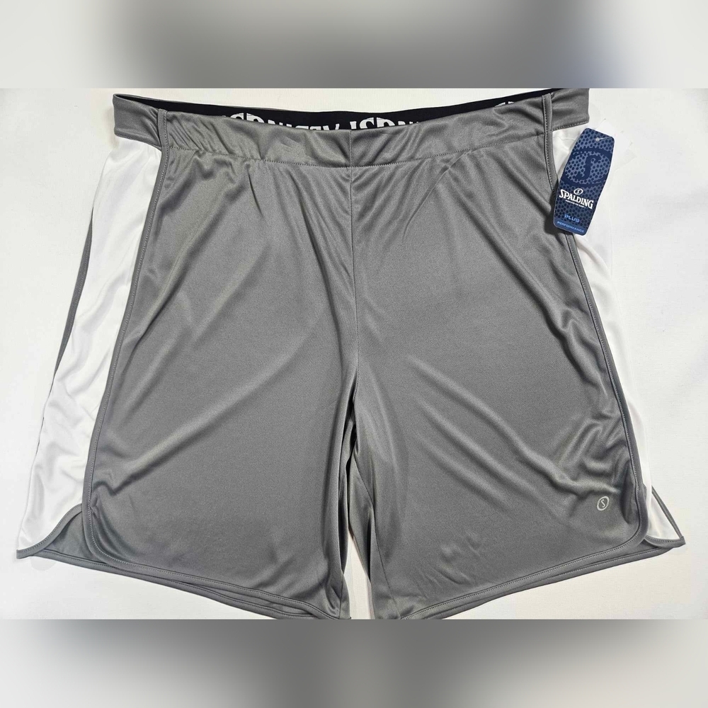 Baaketball Shorts Mens 1X Silver Spalding Quick Dry Moisture Wicking Activewear‎